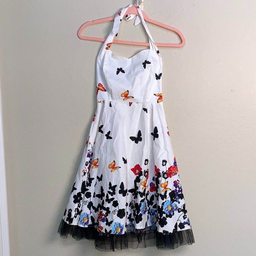 Butterfly Halter Top Swing Dress